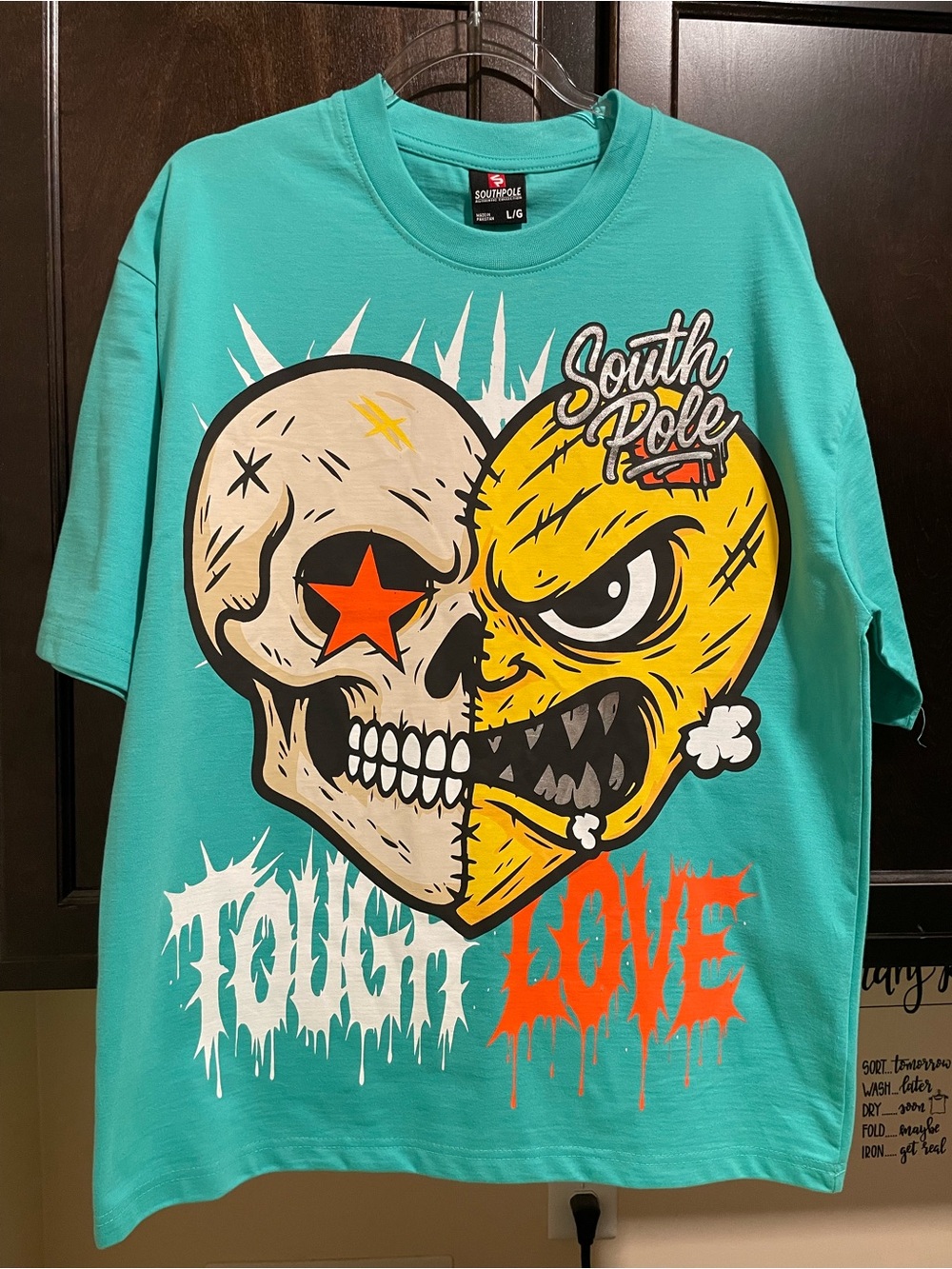 NWT South Pole Tough Love Tee Large with Skull  Face Heart Print Y2K Style